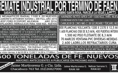 Remate Industria por termino de faena
