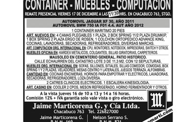 REMATE PRESENCIAL VIERNES 17 DE DICIEMBRE A LAS HRS.