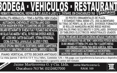 REMATE PRESENCIAL VIERNES 8 DE JULIO A LAS 11:30HRS.