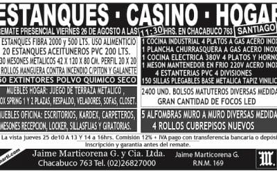 REMATE PRESENCIAL VIERNES 26 DE AGOSTO