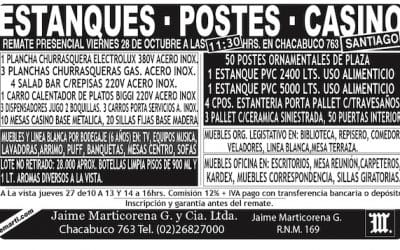 Remate Presencial Viernes 28 Octubre