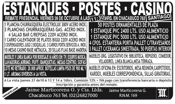 Remate Presencial Viernes 28 Octubre