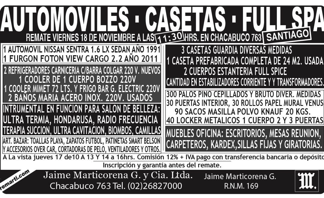 REMATE VIERNES 18 DE NOVIEMBRE