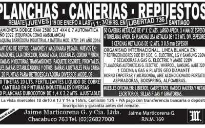 REMATE JUEVES 19 DE ENERO A LAS 11:30 Hrs EN LIBERTAD 736