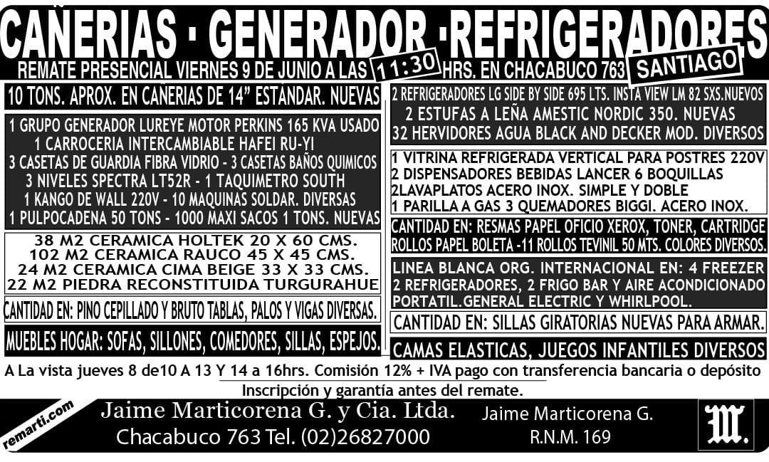 REMATE PRESENCIAL VIERNES 9 DE JUNIO