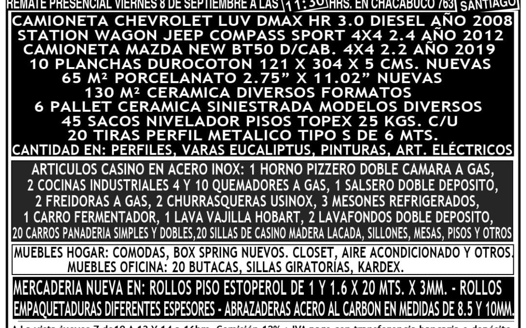 REMATE PRESENCIAL VIERNES 8 DE SEPTIEMBRE