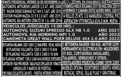 REMATE PRESENCIAL VIERNES 24 DE NOVIEMBRE