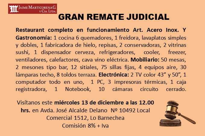 Gran Remate Judicial miércoles 13 de diciembre