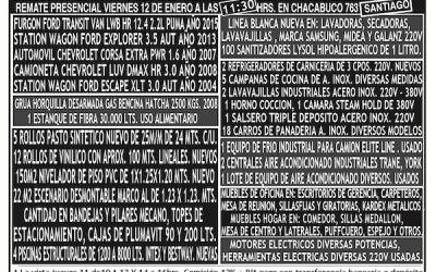 REMATE PRESENCIAL VIERNES 12 DE ENERO