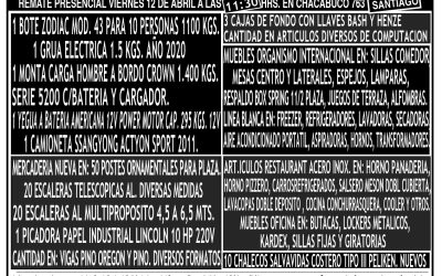 REMATE PRESENCIAL VIERNES 12 DE ABRIL