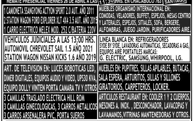 REMATE PRESENCIAL VIERNES 26 Abril