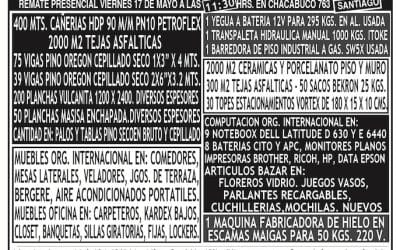 REMATE PRESENCIAL VIERNES 17 DE MAYO