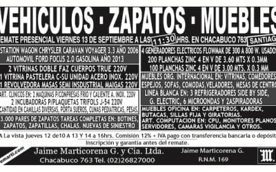 REMATE PRESENCIAL VIERNES 13 DE SEPTIEMBRE