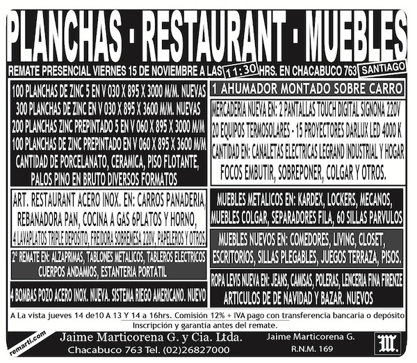 REMATE PRESENCIAL VIERNES 15 DE NOVIEMBRE
