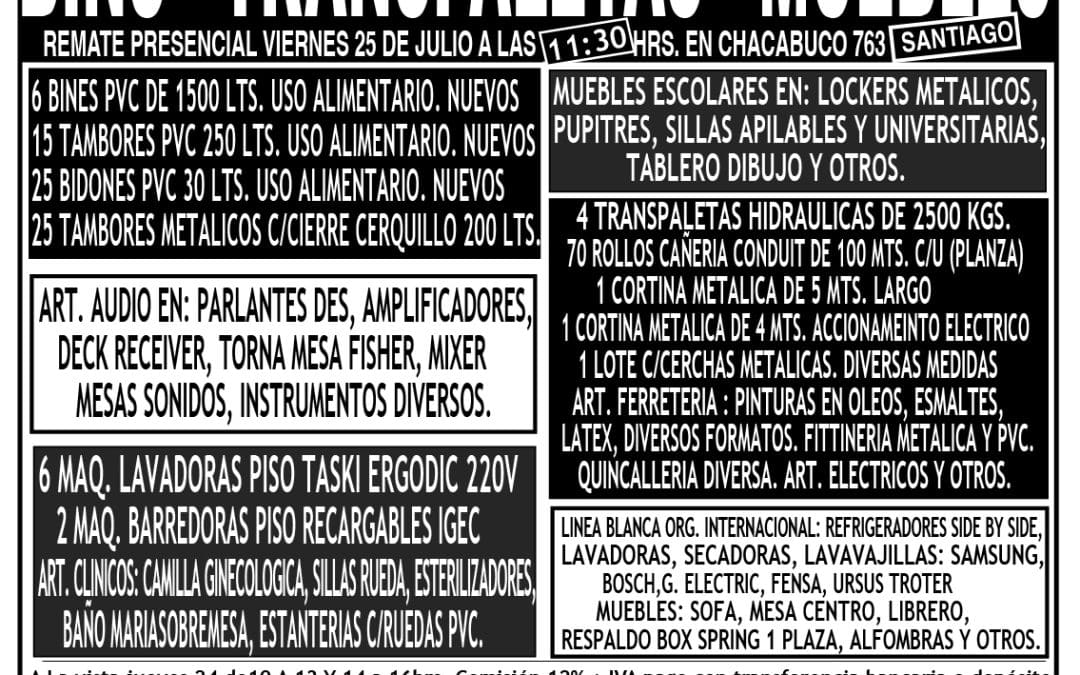 REMATE PRESENCIAL VIERNES 25 DE JULIO
